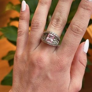 Pink stone sterling ring